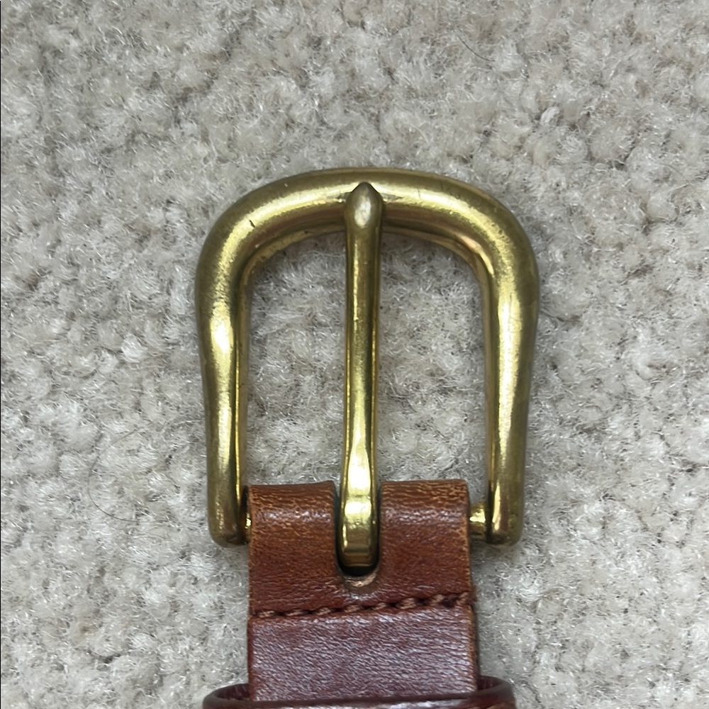 Coach Navy Canvas Leather Belt with Brass Buckle, 36” - Picture 3 of 8